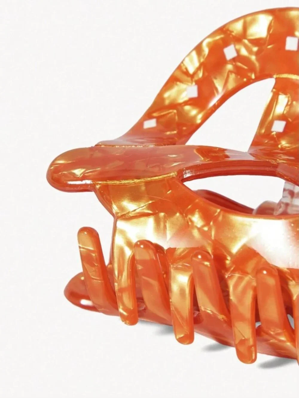 Amber Tortoiseshell Pretzel-Shaped Hair Claw Clip with White Dots